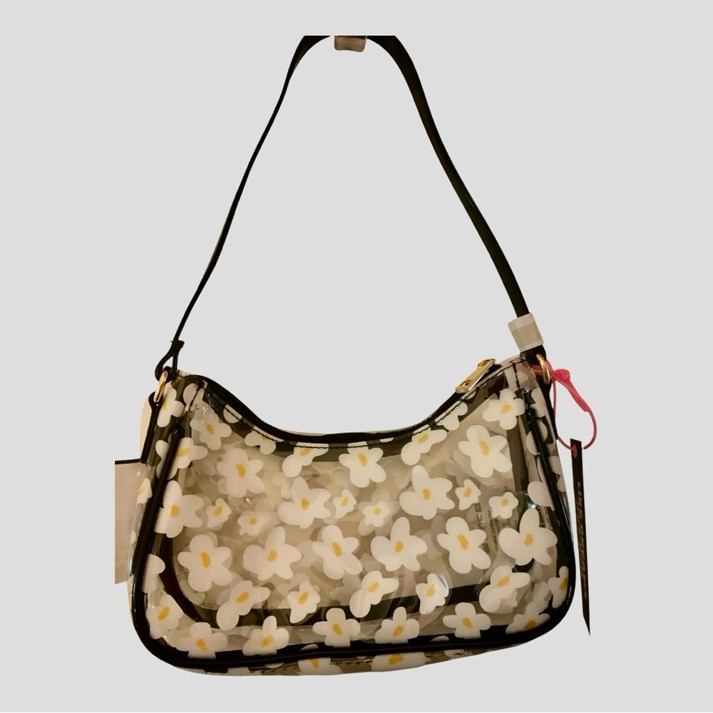 Small Floral Shoulder Bag - Black and White